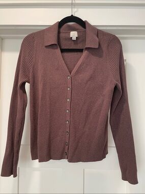 A new day Ribbed Button-Front Top in Brown - size large